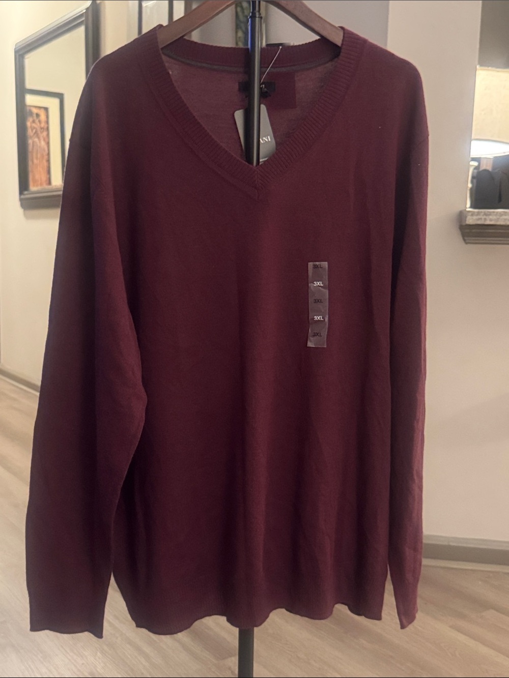 Alfani Men's Red Knitted Nwt Long-Sleeve Pullover V-Neck Sweater Sz 3XL